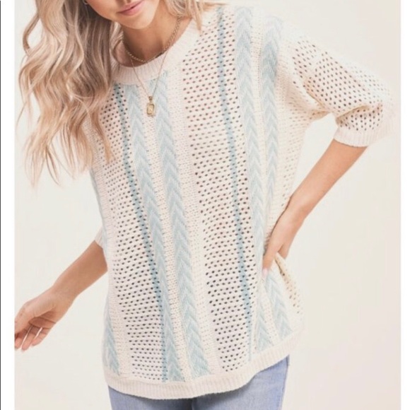 Carolyn Couture Sweaters - 🍀LAST ONE🍀🎉HOST PICK🎉Open weave short sleeve sweater